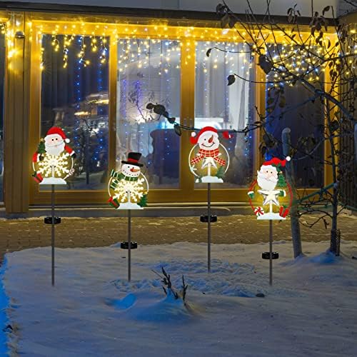 Спиалеал пакет Божиќни метални светла на отворено соларно вложување светла Снежен човек Божиќна градина Светла светла топли светла соларна Божиќна дворска декор?