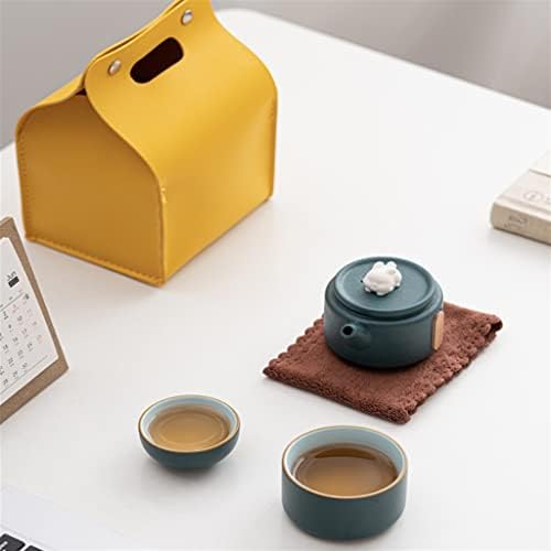 РБХГГ Зелен керамички чај постави преносни отворено чајник -чајник Кунг фу чај сет за патувања сет чајник чајник