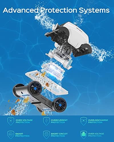 Чистач за вакуум на роботски базен Wybot, двојно силно вшмукување, 130 мин траење, без затегнување, првиот светски систем за паметни
