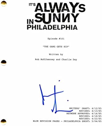 Jimими Симпсон потпиша автограм, секогаш е сончево во Филаделфија, целосна пилот -скрипта - Ко -глуми Дени Девито, Чарли Деј - Вестворлд
