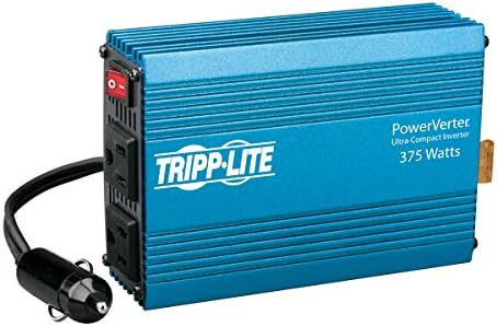 Инвертер за напојување на автомобили Tripp Lite 375W со 2 продажни места, авто -инвертер, ултра компактен сино