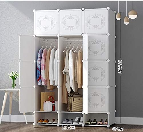 Преносна гардероба за складирање на облека, плакарот за спална соба Армоар со висечка коцка коцка Модуларен кабинет за чевли за