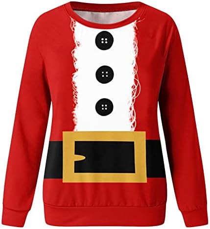 За Жени Облечени Кошули Со Долги Ракави Удобни Смешни Џемпери Пуловер На Екипажот Божиќен Широк Џемпер Плус Врвови Со Големина