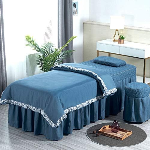 Сетови за маса за масажа со чиста боја, јапонски стил Quilting Beauty Beaution Cover Simple Salon Physiotherapy Bed Set чаршафи-E