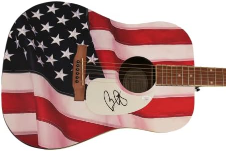 Бред Пајсли потпиша автограм целосна големина Една од еден вид обичај 1/1 Американско знаме Гибсон Епифон Акустична гитара