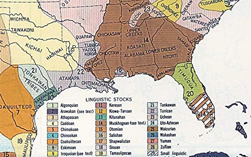 Историски постер | 1650 САД мапа на домородните американски индиски племиња јазици