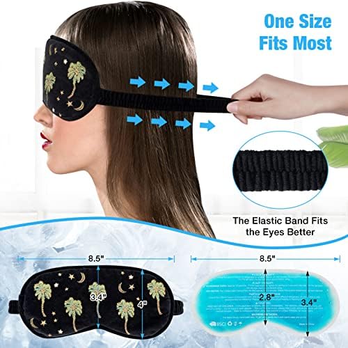 Ладење маска за очите за спиење што може да се употреби, топлина и ладна терапија за спиење маска со подлога за бонус, светло