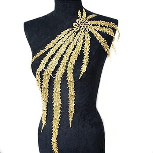Geltdn златна ткаенина лисја од лисја Апликации везени венчавки за венчавки јака шијат на лепенка за фустан DIY декорација