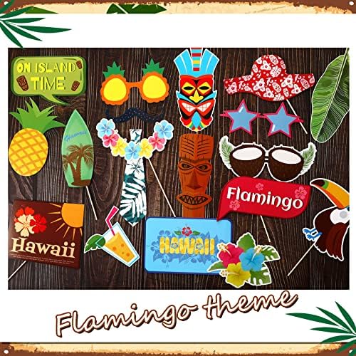 36 парчиња Луау Партии ги снабдуваат хавајските луу -фото штанд реквизити Алоха Тропски тики забава Фото штанд реквизити летни декорации на