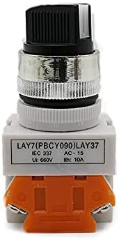 Uncaso Lay7 Lay37 Y090 22mm селектор на ротационо копче за прекинувач 4 Терминали за завртки 2 начини Мала големина 2 Позиција Вклучено/Исклучено копче за копче за притискање