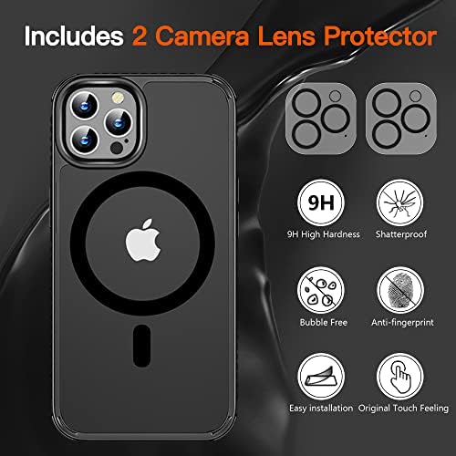 xiwxi Магнетно Куќиште за Iphone 14 Pro Max Случај,со [2 Заштитници На Екранот+2 Заштитници На Објективот На Камерата] [Ултра Тенок] [Нелизгачки][Ултра Отпорен На Удари] Мат Диза