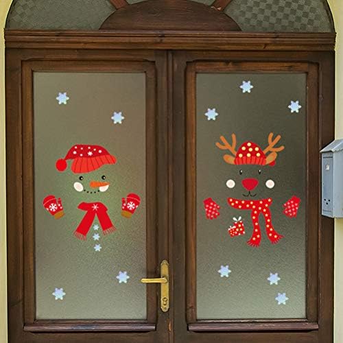 Амосфун Божиќ ПВЦ елени налепници за снежни луѓе прозорец wallид врата фрижидер декор