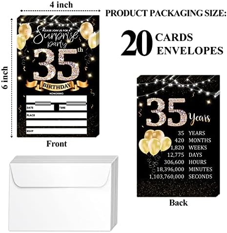 35 -та картичка за покана за роденденска забава - Црното злато поканува со печатење на роденденски знаци на задниот дел од двострани покани