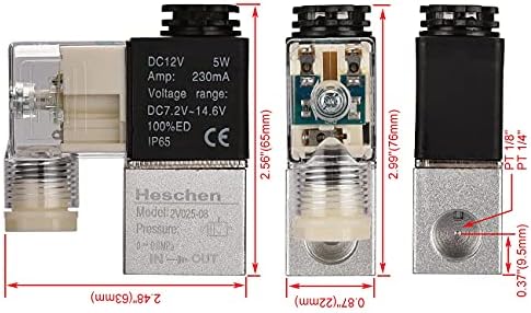Heschen Електрични Пневматски Електромагнетниот Вентил 2V025-08 12VDC PT1/4 2/2 Начин Нормално Затворени