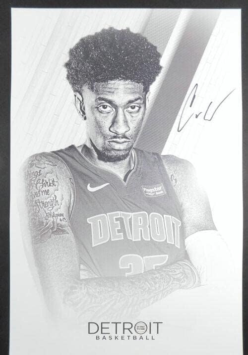 Кристијан Вуд потпиша 12х18 литографски автоматски автограм Детроит Пистонс - Автограмирани НБА фотографии