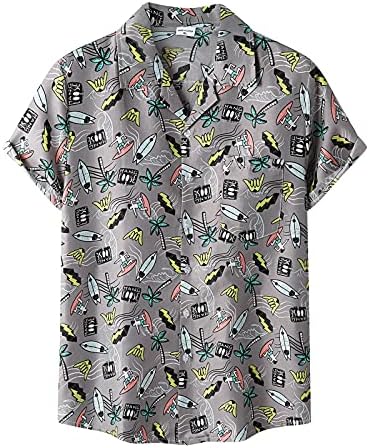 XXBR летни кошули со памучни постелнина за мажи гроздобер копче со краток ракав надолу, надолу хавајска кошула опуштено вклопување на обични
