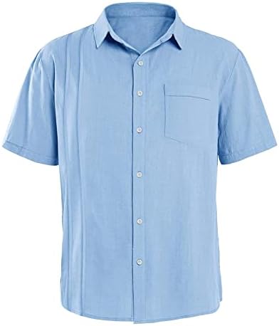 Мажите памучни постелнина копче надолу кошули со кратки ракави летни плажа врвови лесни обични v врат обичен празничен кошула