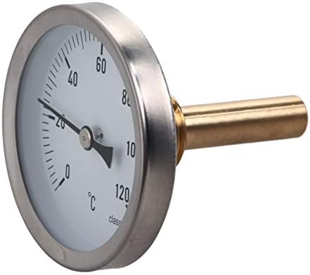 Аналоген термометар на орев, 63мм, хоризонтален термометар ， хоризонтален термометар Алуминиумска температура Индикатор за бирање 0-120