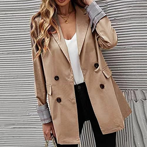 Палто за жени обични блејзери со мала тежина јакна со долга ракав, јака отворена предна работа канцеларија јакна палто со целосен поштенски