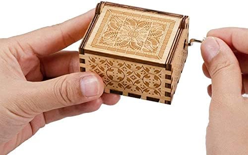 Дрвена музичка кутија KeyAtubo, рачен чудак класичен врежан дрвен не може да помогне да се за loveубите музичка кутија, подарок