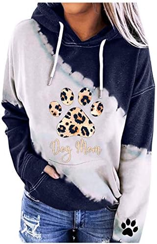 Куче мама џемпери за жени худи пуловер графички смешни слатки миленици кучиња шепа буква печатење капка кошули на рамото