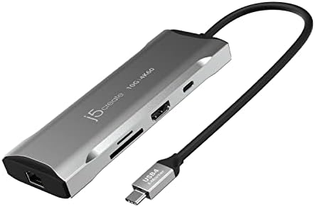 J5Create USB C Hub-4K 60Hz HDMI, USB-C 10Gbps, 2 USB-A 10Gbps, 100W PD со USB-C 5Gbps, Ethernet, SD 4.0 читач на картички |