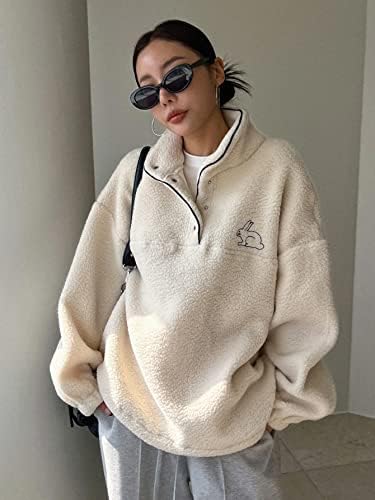 Акарса џемпер за жени- Зајак везови капка рамо на полу-копче мечето
