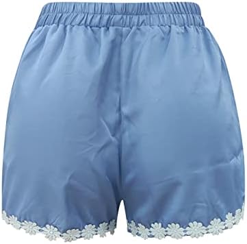 Женски случајни шорцеви за влечење еластична половината широка нога во Бермуда шорцеви со џебови облеки модна облека