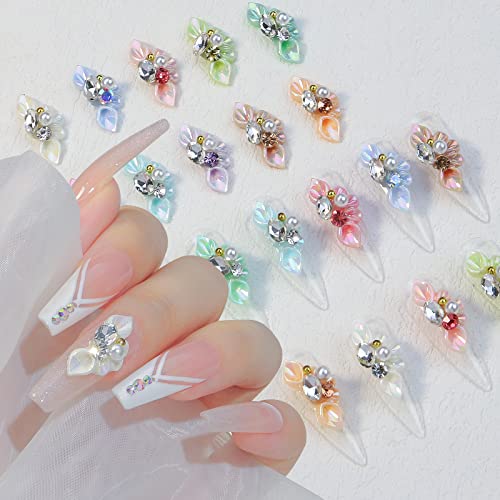 3Д цвеќе на ноктите привлечност Акрилна страна цветна нокти уметност декоратор за камења за нокти бисер ригистони кристали дизајн