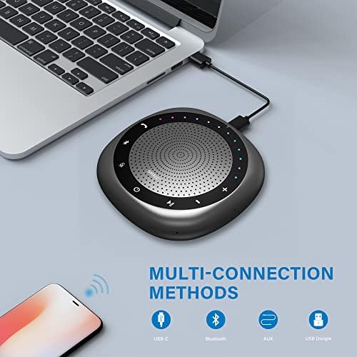 Sunitec Bluetooth звучник со 6 микрофони, гласовен пикап од 360 степени, преносен звучник за конференција за 8 народи за деловна конференција,