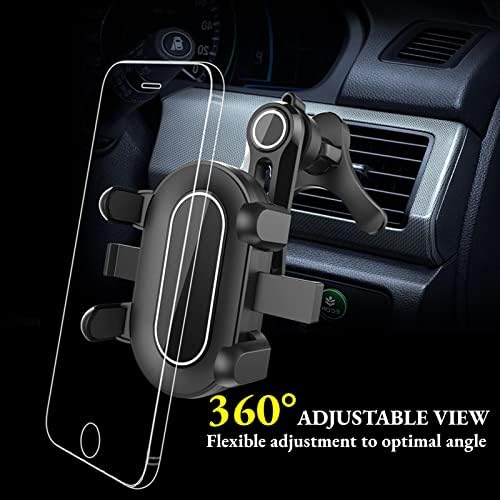 Hiyitks Car Vent Mount Mount - Мобилен штанд без раце за iPhone & Android, 360 ° прилагодлив клип за вентил за мобилни телефони, дебели