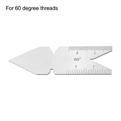 Мерач на мерач на теми од 60 степени на UXCELL, мерка за мерка на завртки од не'рѓосувачки челик, прираст на темата за навој 0,1/0,05мм.