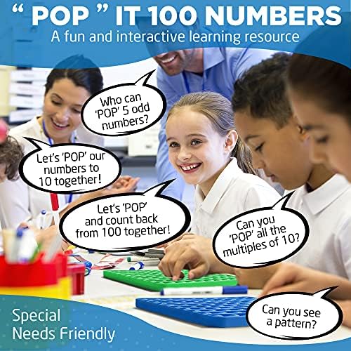Pop It брои 100 сензорни математички манипулативни големи образовни последователни броеви поп. Снабдувањето со училница за аутизам/АДХД е совршено