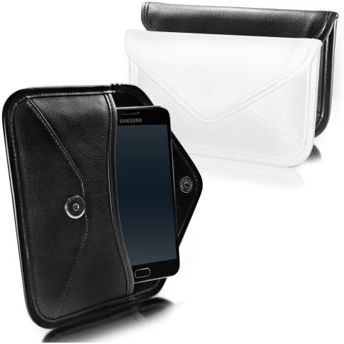 Boxwave Case Компатибилен со Meizu M10 - Елита кожена торбичка за месинџер, синтетички кожен покритие куќиште дизајн на пликови за Meizu M10 - jet Black
