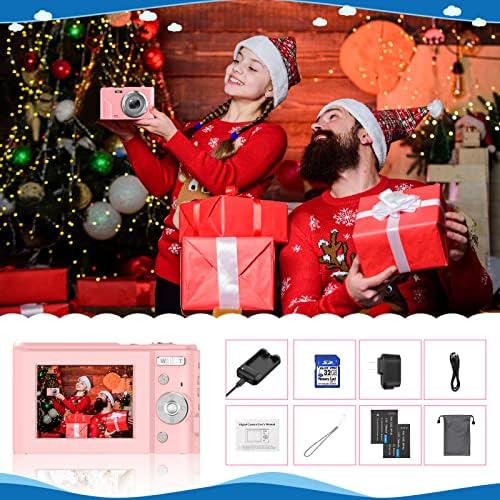 Дигитална камера, Cozpuzhat Mini Kids Camera FHD 1080P 36.0 MP 16X дигитален зум LCD екран со 32 GB SD картичка 2 батерии и полнач Компактен