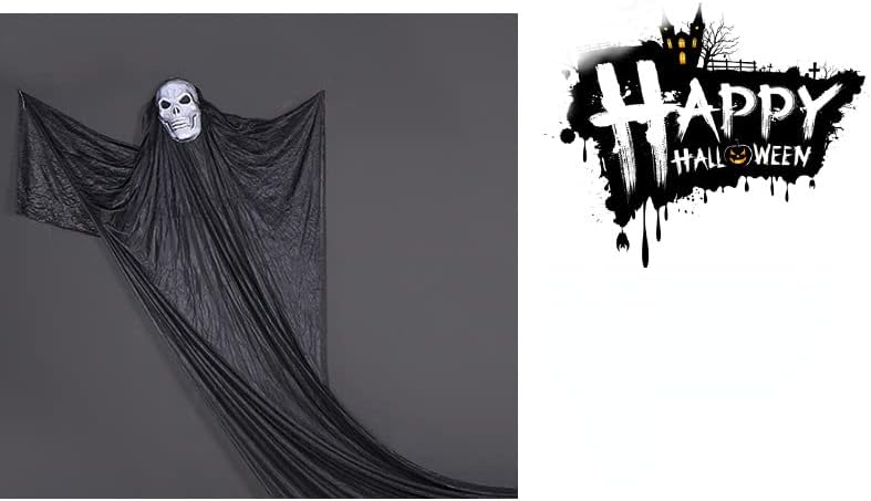 12.4ft Ноќта на вештерките Дух виси украси со скелет маска летачки дух застрашувачки двор дома Ноќта на вештерките забава во