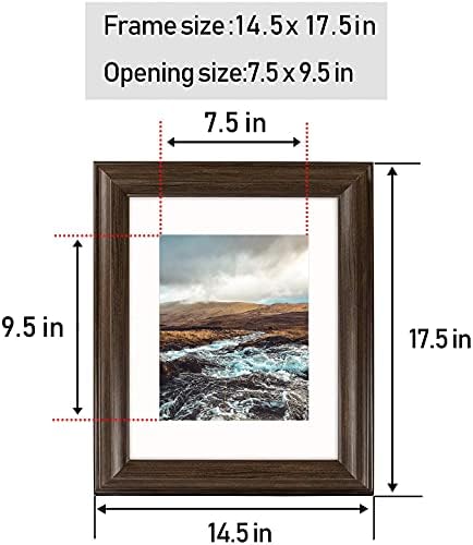 Голден Стејт Арт, рамка за фотографии со кафеава боја 11x14, ширина од 2 инчи, со мат од слонова коска за 8x10 слика и вистинско стакло