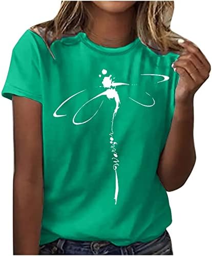 Женска симпатична графичка маица, лето лето смешно змеј, печатено кратко ракав, врвови за маици на вратот, блузи