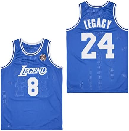 Легенда 8 Legacy24 Машка легенда 8 24 кошаркарски дрес, 90 -ти хип -хоп спортски кошули за мажи