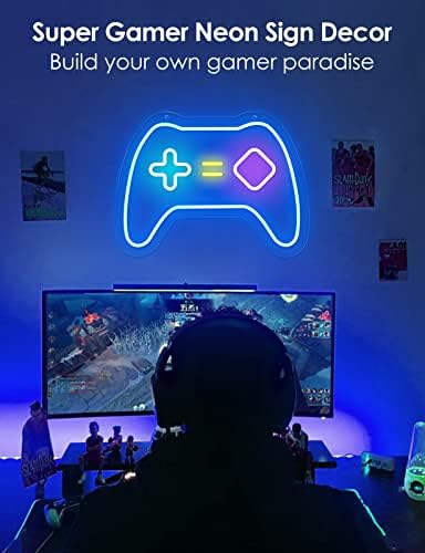 LED Gamer Neon Sign, 5 Adjective Gaming Room, неонски знак за игри, неонски знак за гејмер, за гејмерски простории декор, игри неонски
