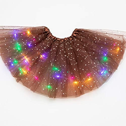 Партиски здолништа женски LED светла 3 слој на starsвезди здолниште мрежи подуени здолништа летна вечер забава балерина здолништа
