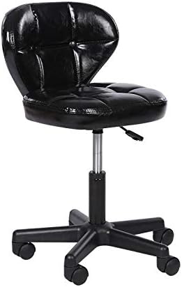 Столици за салони за нокти со тркала ， столче за масажа на седло со црно синтетичко кожено седиште ， прилагодлива висина 52-62