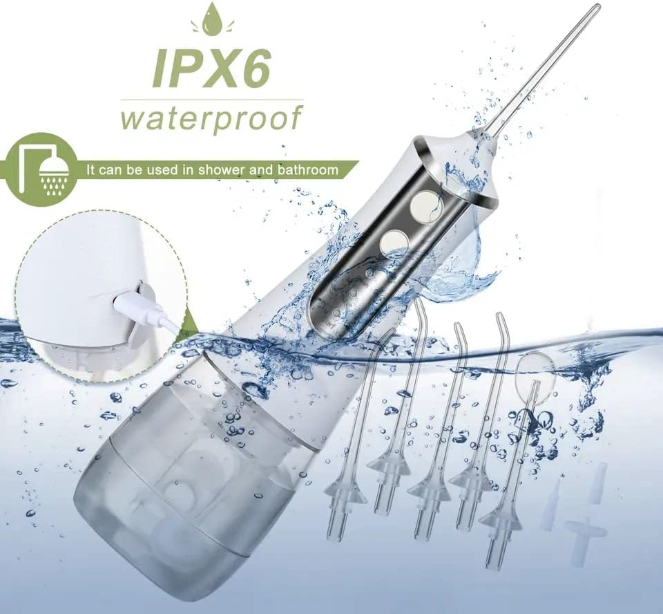 Вода за стоматолошки орален наводнувач за уста, трик, безжичен орален наводнувач со 3 брзини, IPX7 водоотпорен, преносен USB за полнење