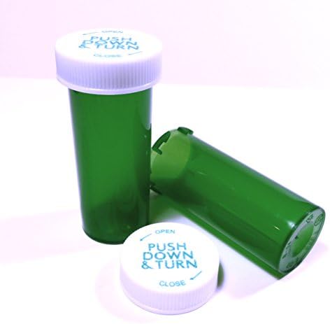 Пластичен рецепт зелени ампули/шишиња Комерцијални 100 пакувања w/капачиња со 8 DRAM големина-ново