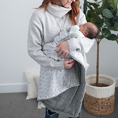 Грејд меки луксузи Минки Супер меки бебешки ќебиња, примајќи ќебиња со печатен дизајн IKAT Grey