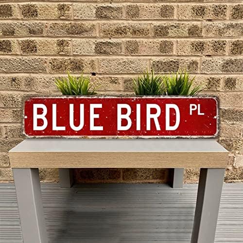 Сина птица Пл животинска улица знак персонализиран вашиот текст Декоративен знак на streetубовник на birdубители на птици за