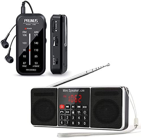 Prunus J-288 Protable Radio AM AM FM батерија управува со радио со Bluetooth звучник и џеб радио мини AM AM FM стерео радио преносно