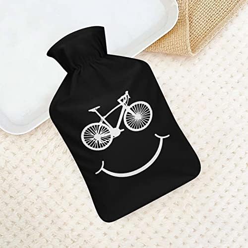 Сакам велосипед Смајли за лице плишана торба со топла вода, симпатична гумена вода вбризгување топла вода шише за рака