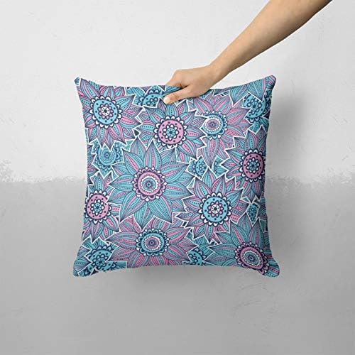 Iirov розова и сина цветна шема - Прилагодено украсен украс за домашен или отворен капакот за фрлање на отворено плус перница поставена за софа, кревет или кауч