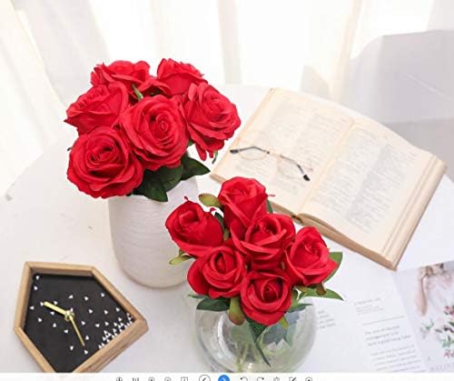 Прекрасни 12 ПАРЧИЊА Вештачки Свилени Цвеќиња Реални Рози Букет Долго Стебло За Домашна Свадбена Декорација Забава